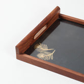 Sikki Grass Work Sheesham Wood Square Tray - Eyaas